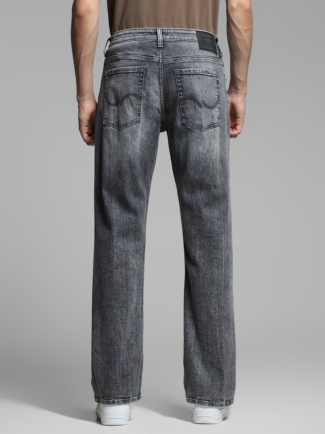 Grey Distressed Bootcut Jeans