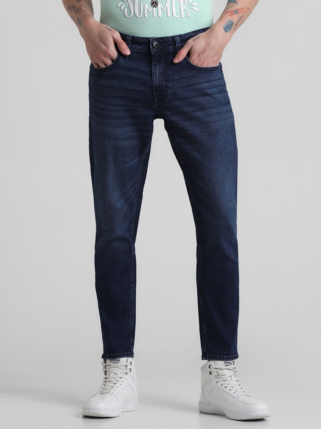 Dark Blue Mid Rise Brak Slim Fit Jeans - 29/27