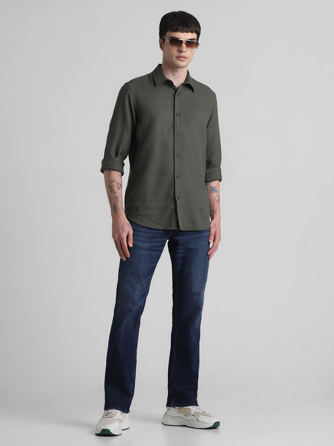 Dark Blue Mid Rise Clark Regular Fit Jeans