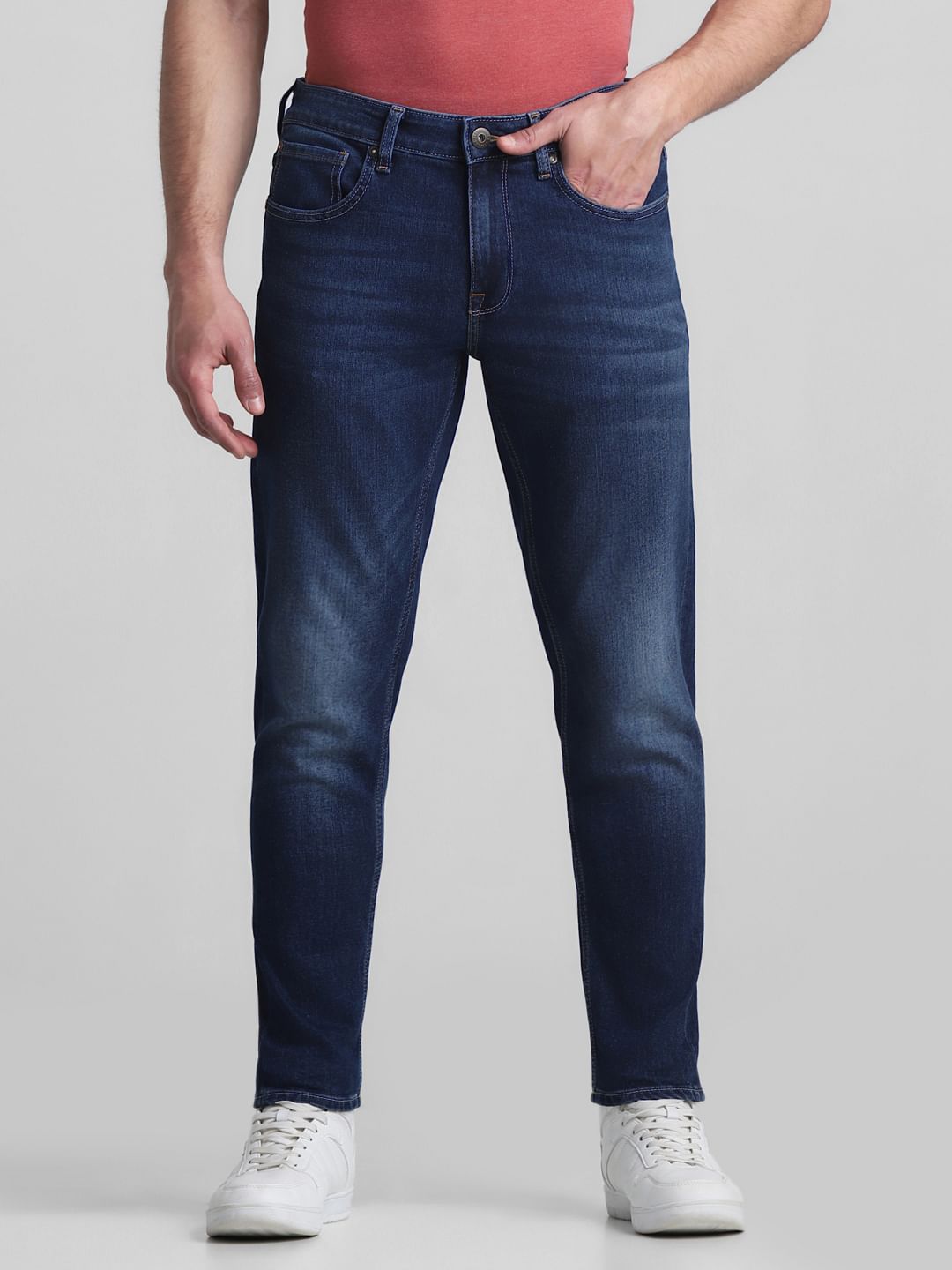 Dark Blue Mid Rise Brak Slim Fit Jeans