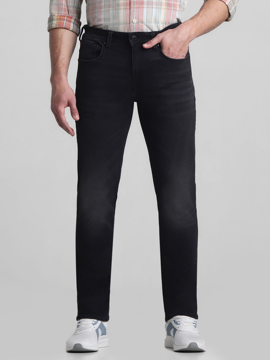 Black Mid Rise Clark Regular Fit Jeans