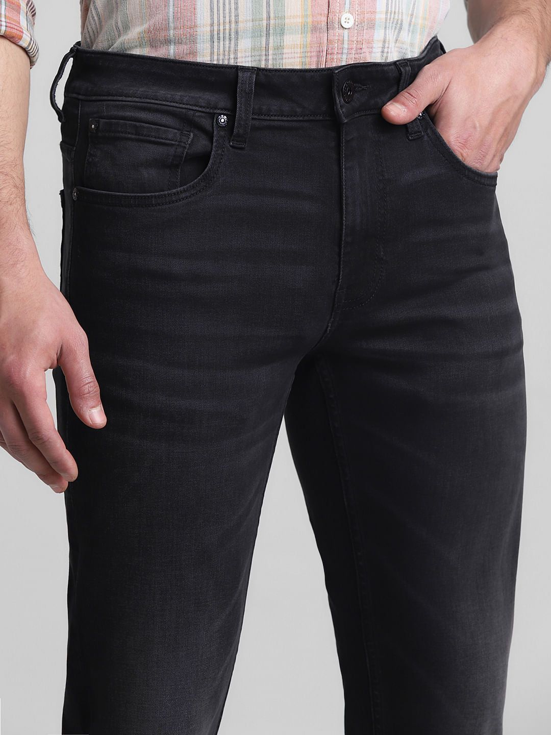 Black Mid Rise Clark Regular Fit Jeans