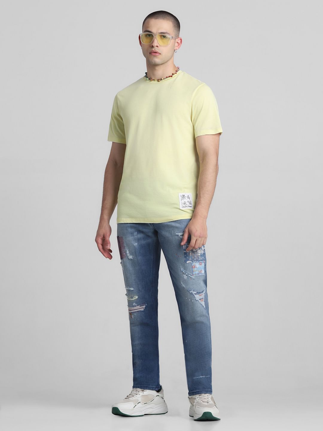 Light Blue Low Rise Distressed Tim Slim Jeans