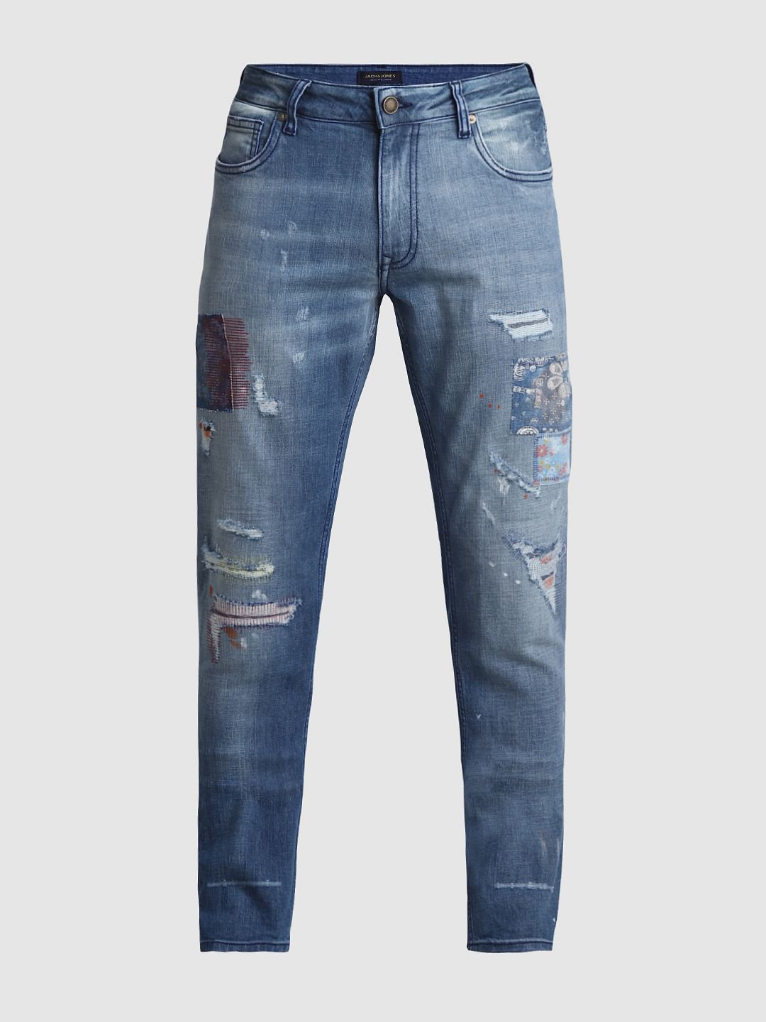Light Blue Low Rise Distressed Tim Slim Jeans