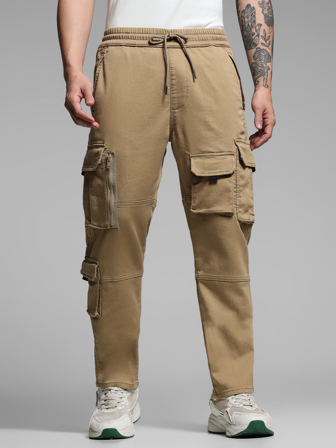 Beige 6 Pocket Anti Fit Joggers - 28/30