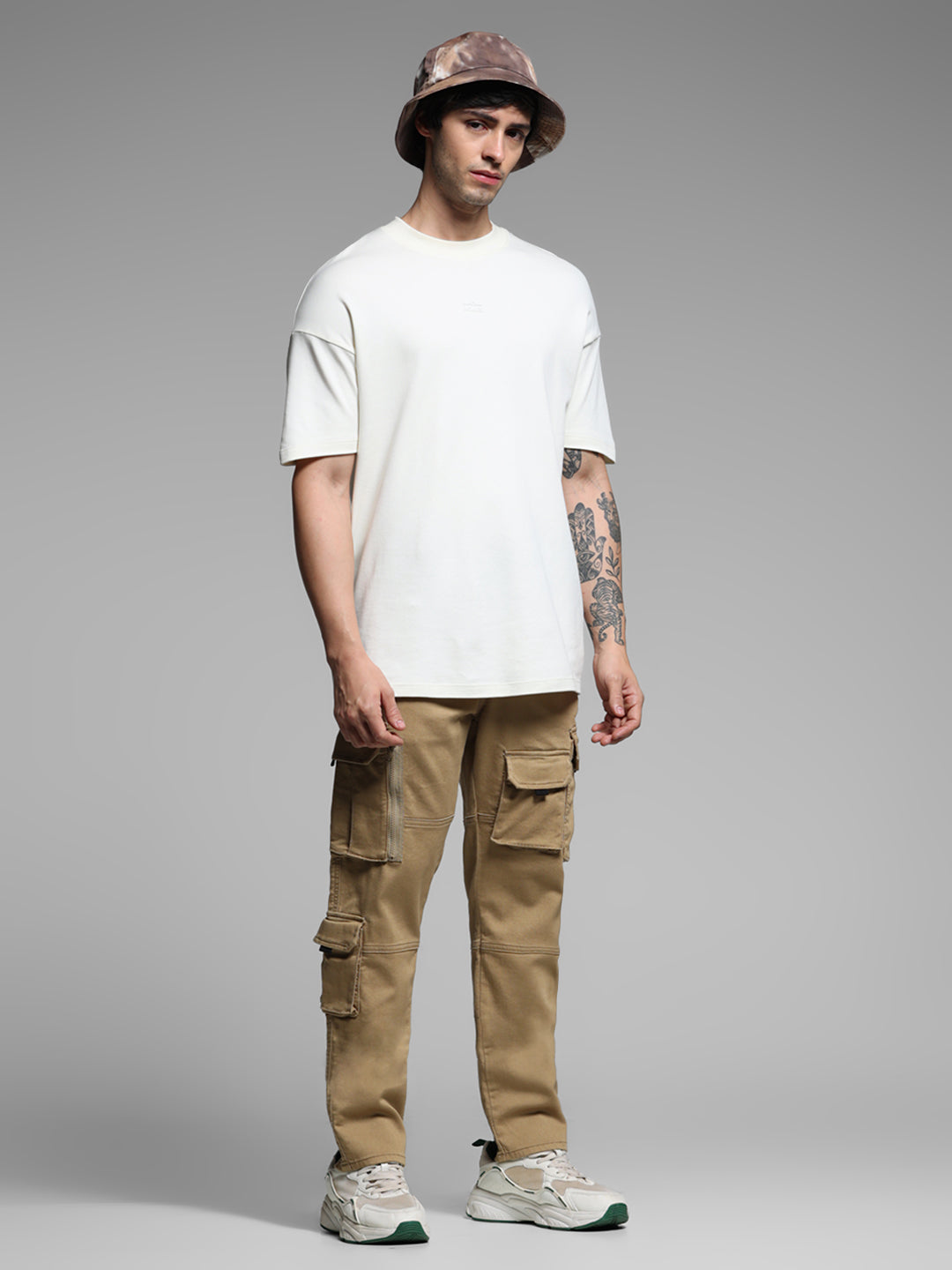 Beige 6 Pocket Anti Fit Joggers