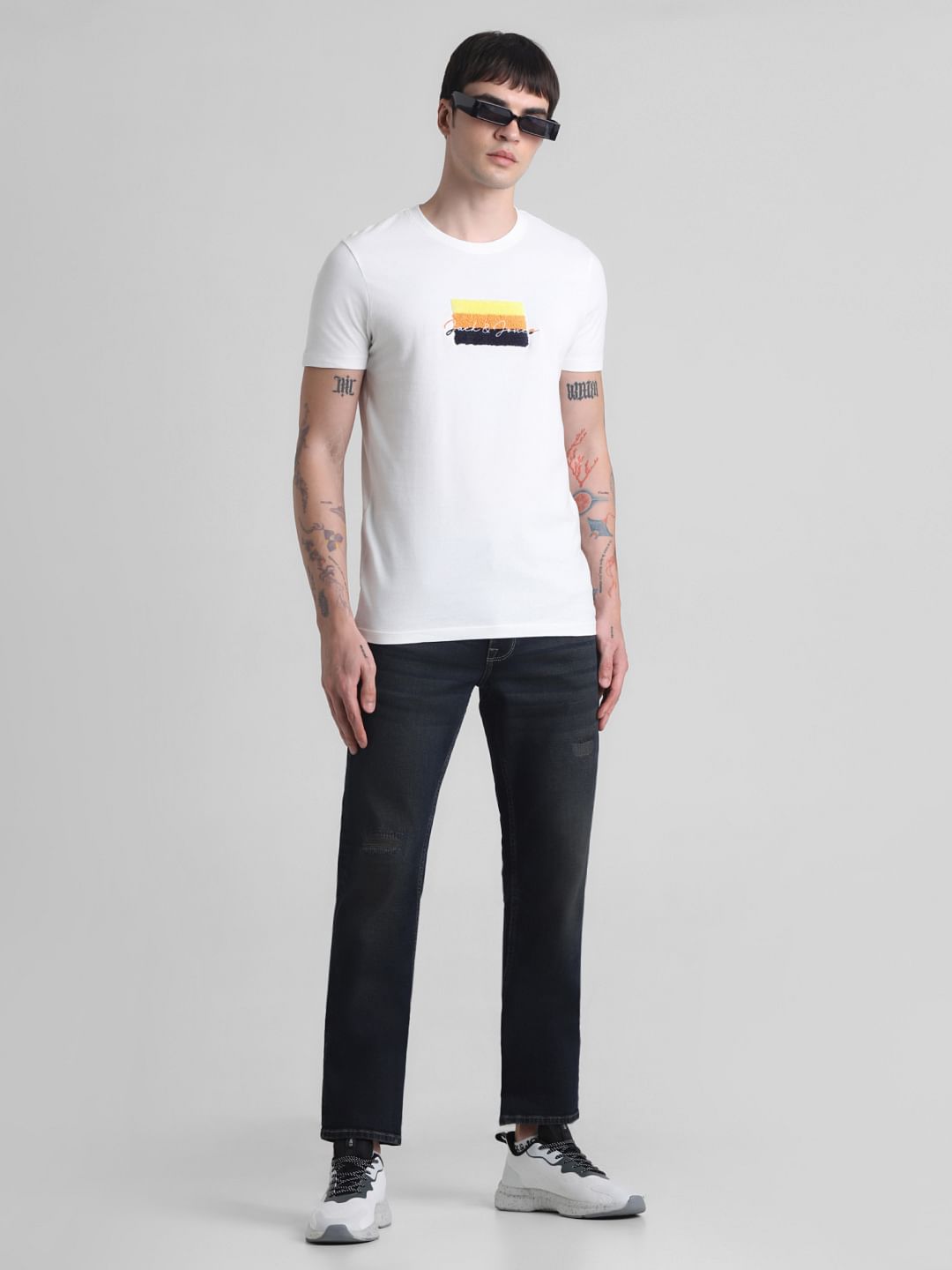 Dark Blue Mid Rise Clark Regular Fit Jeans