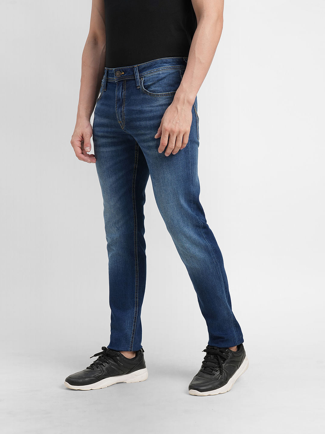 Dark Blue Low Rise Washed Glenn Slim Jeans