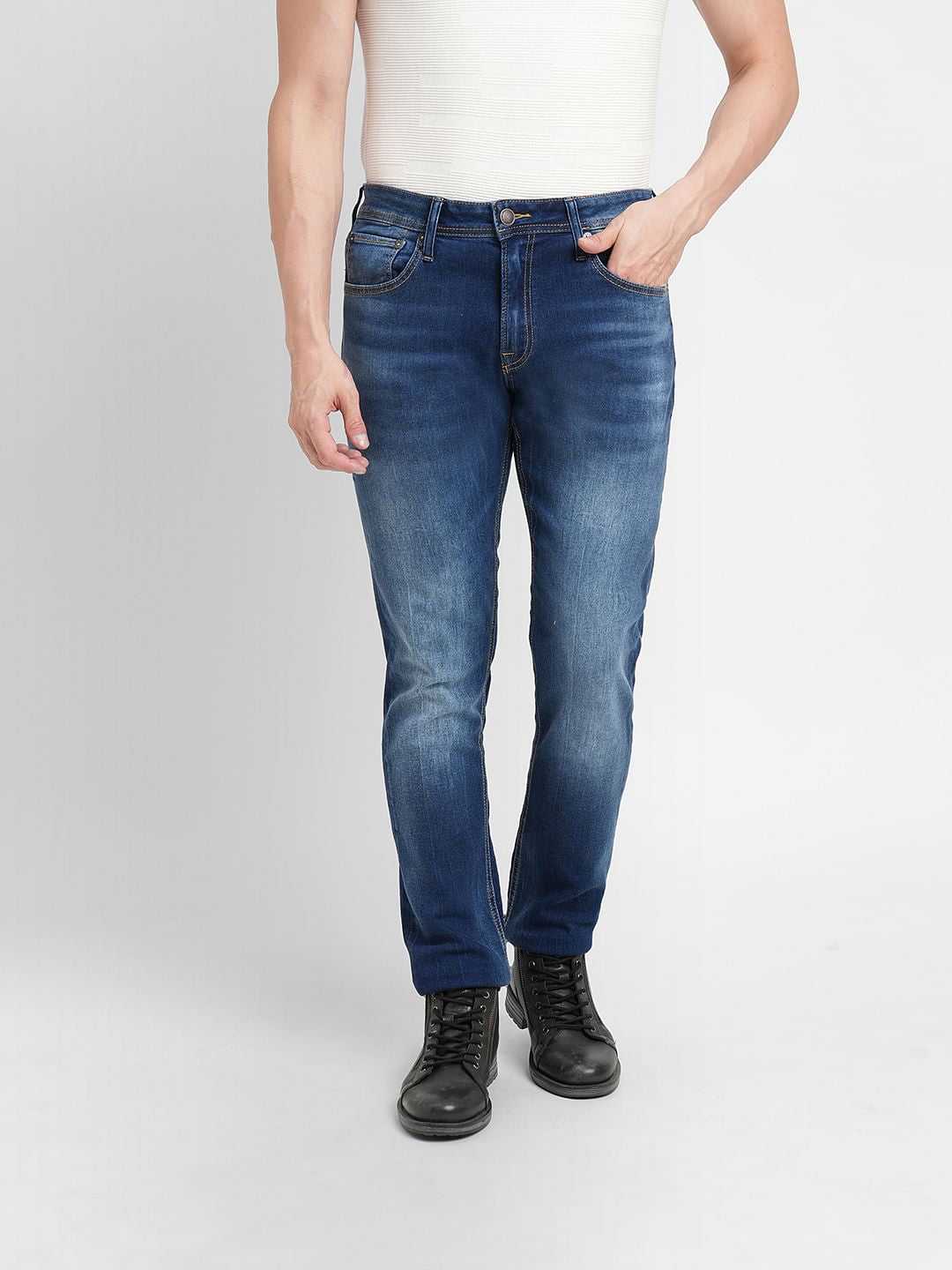 Dark Blue Low Rise Glenn Slim Fit Jeans