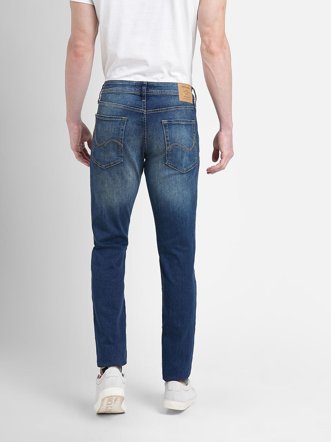 Dark Blue Low Rise Distressed Glenn Slim Fit Jeans
