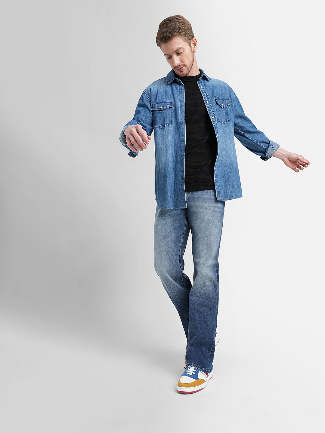 Dark Blue High Rise Washed Ray Bootcut Jeans