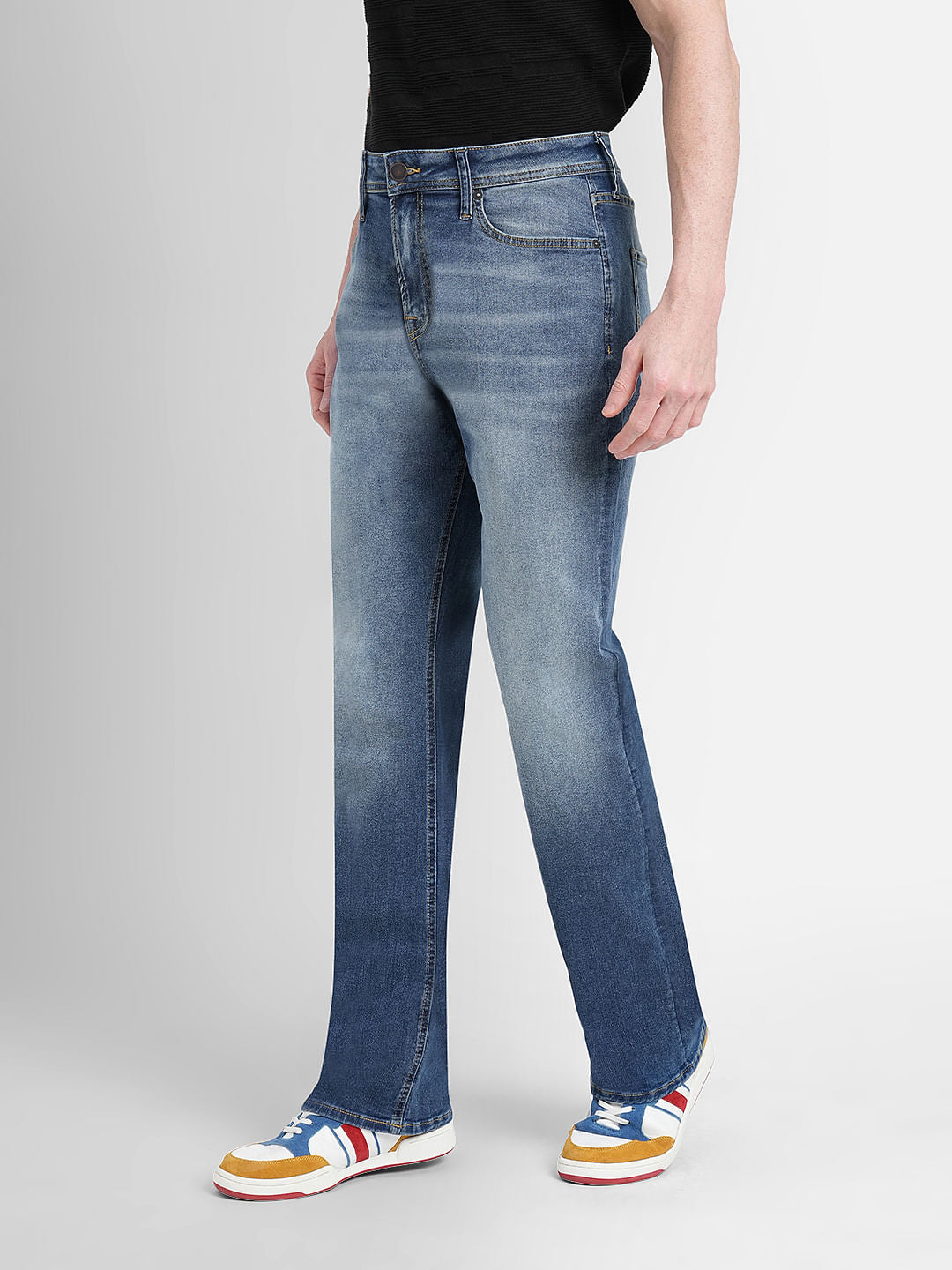 Dark Blue High Rise Washed Ray Bootcut Jeans