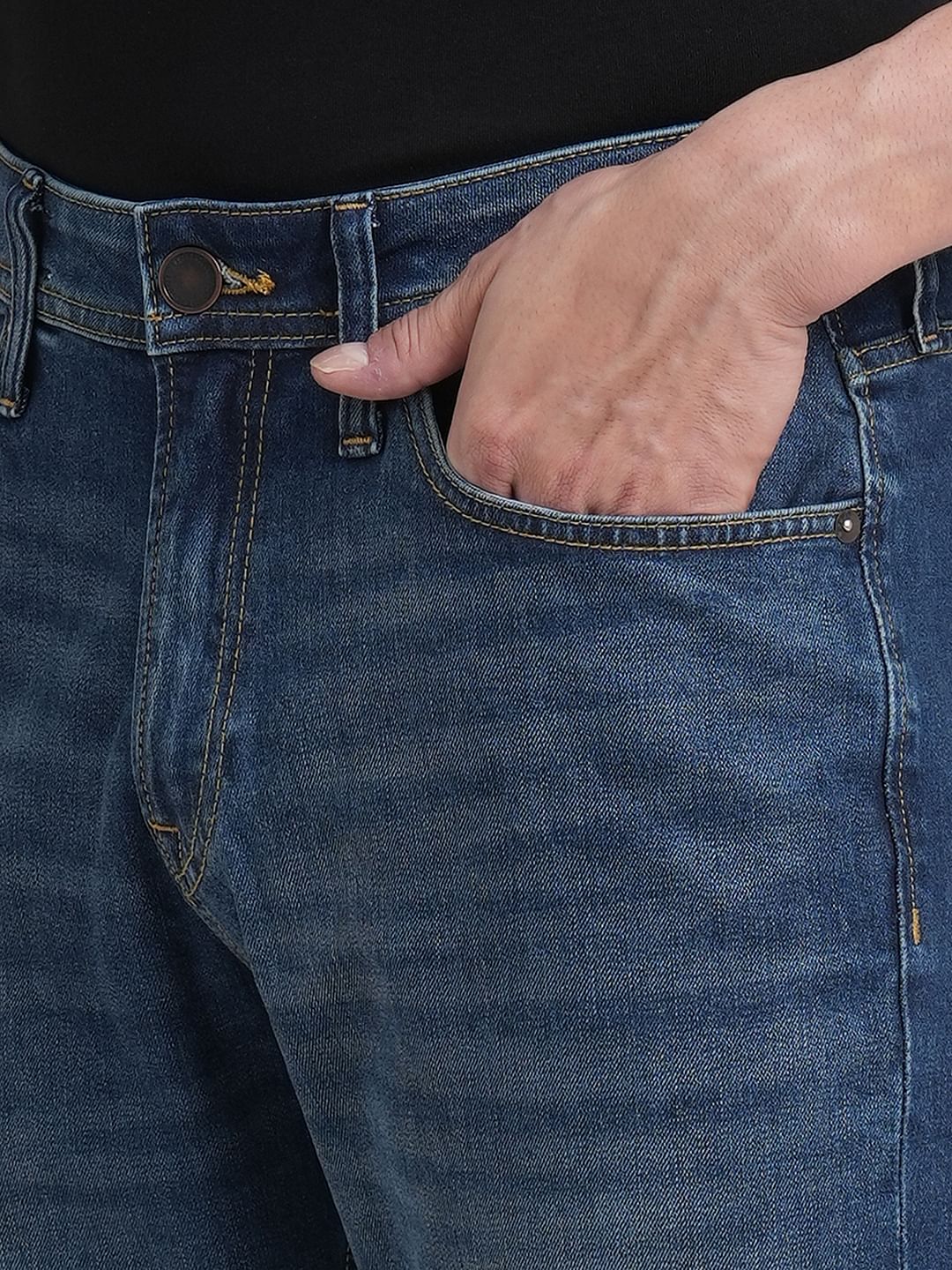 Dark Blue High Rise Bootcut Jeans