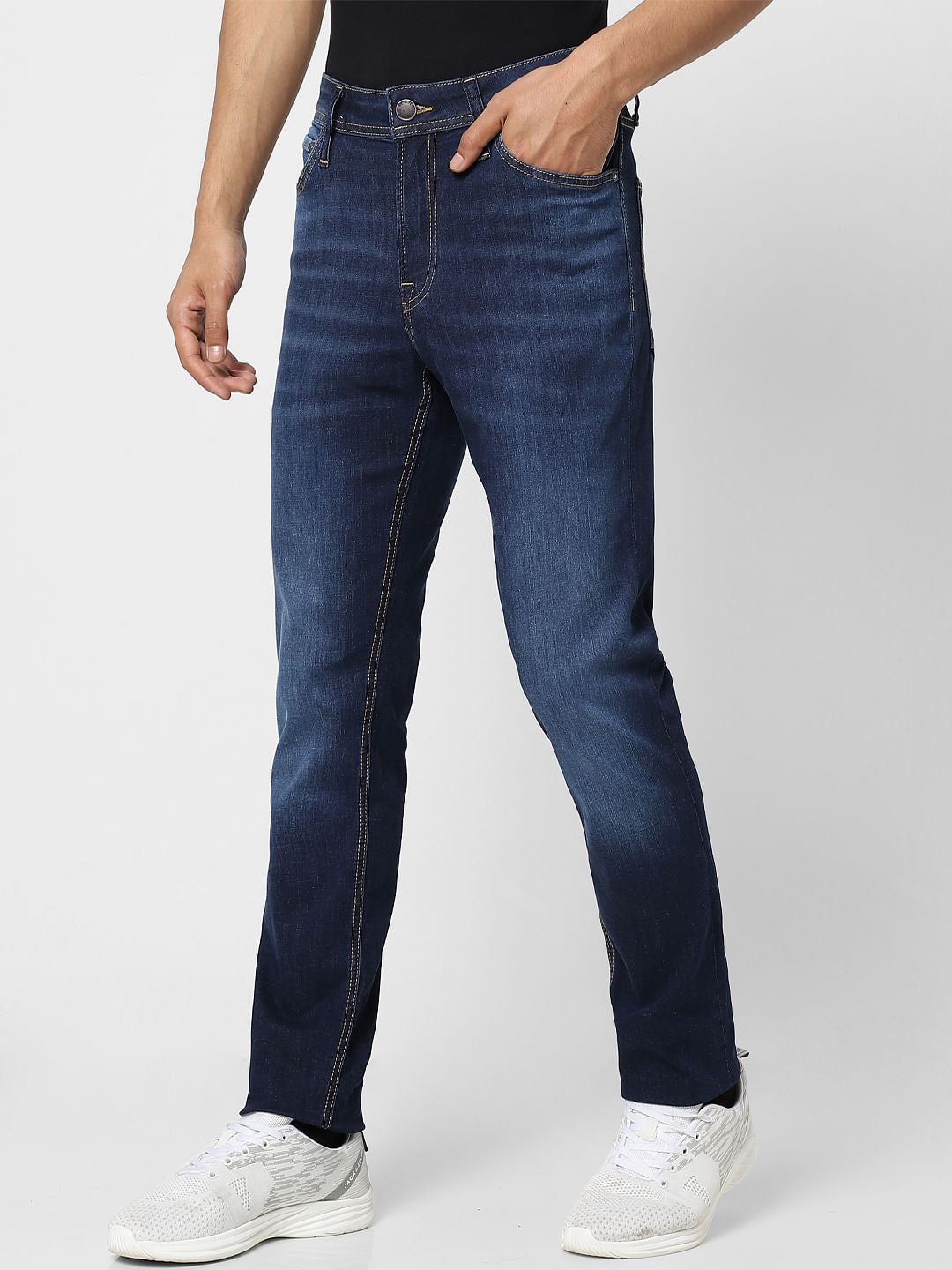 Dark Blue Low Rise Washed Ben Skinny Jeans