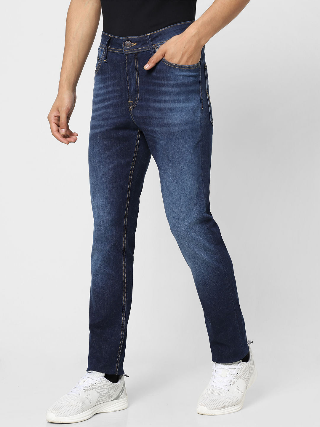 Dark Blue Low Rise Faded Ben Skinny Jeans