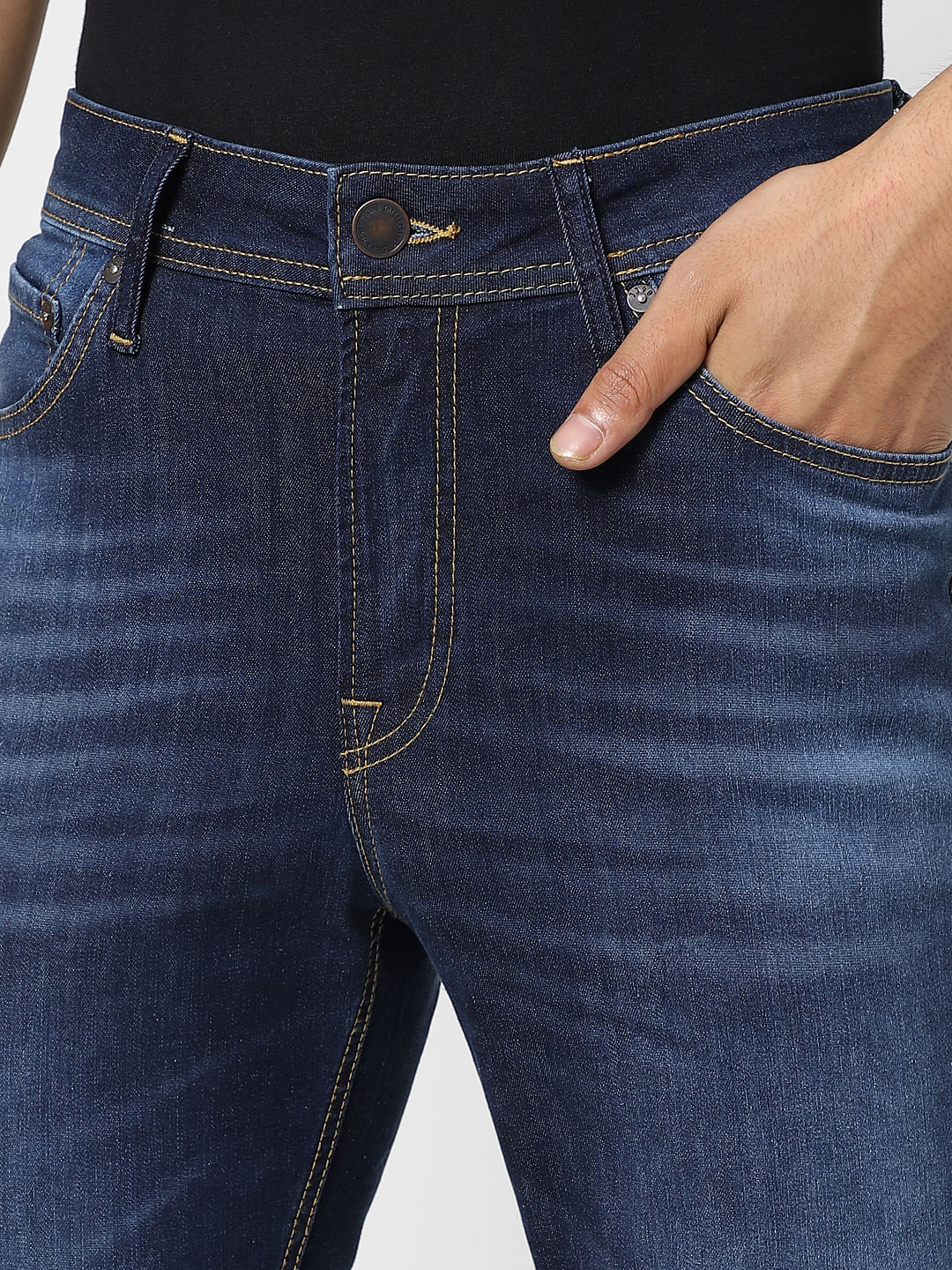 Dark Blue Low Rise Faded Ben Skinny Jeans