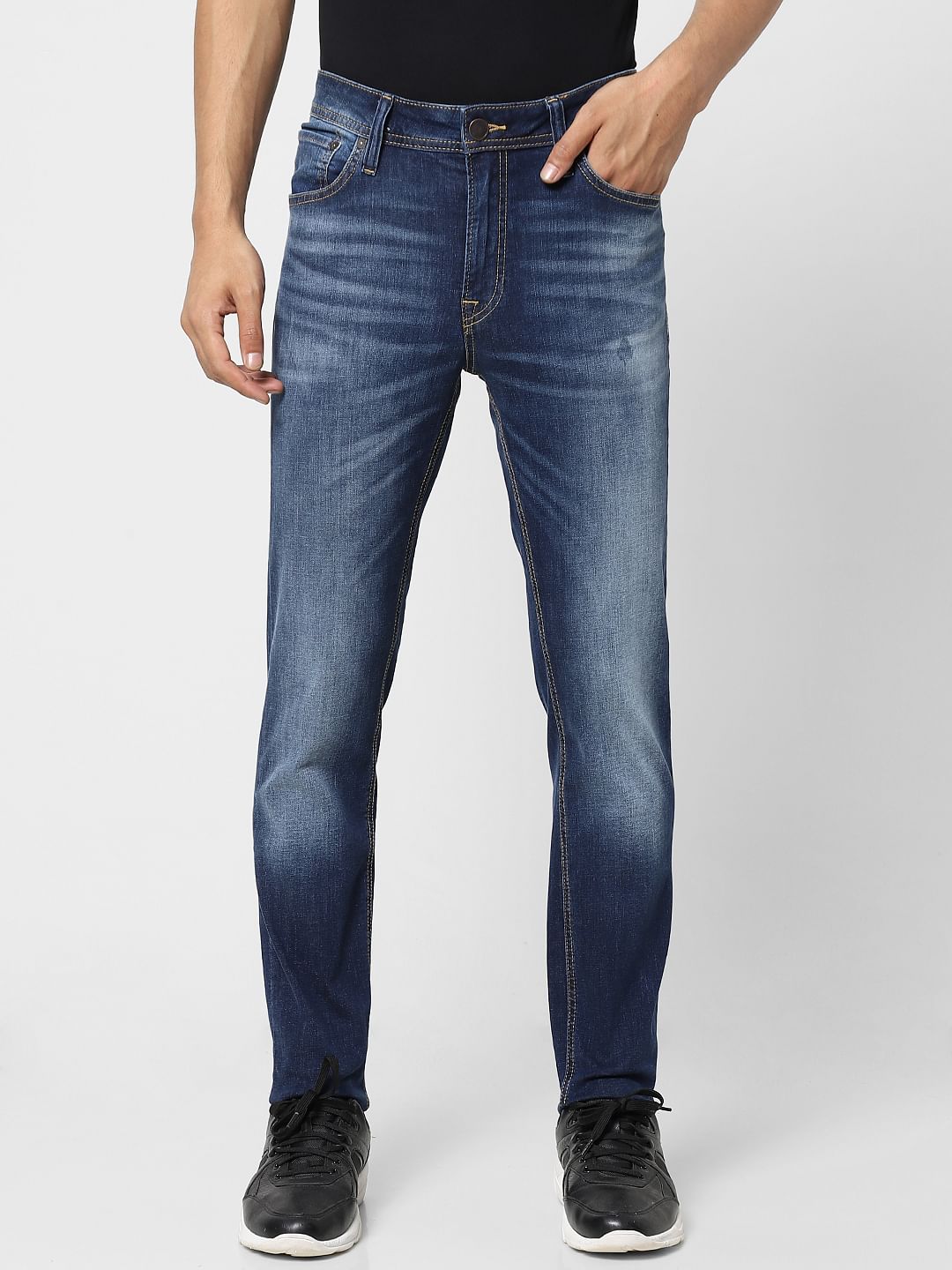 Dark Blue Low Rise Faded Ben Skinny Jeans