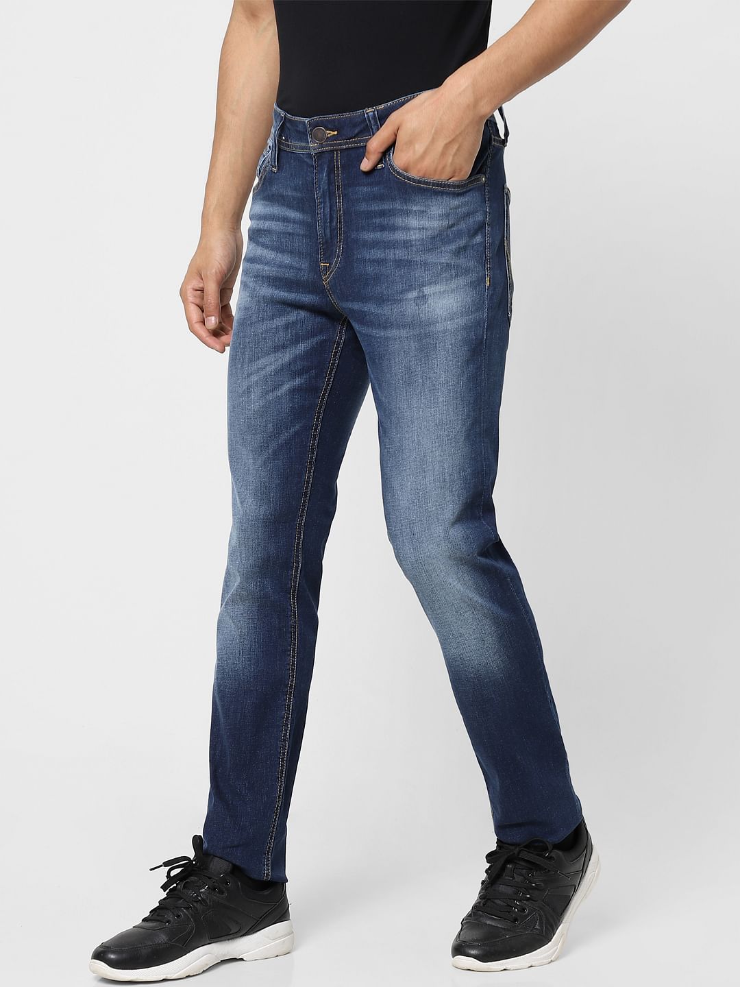 Dark Blue Low Rise Faded Ben Skinny Jeans