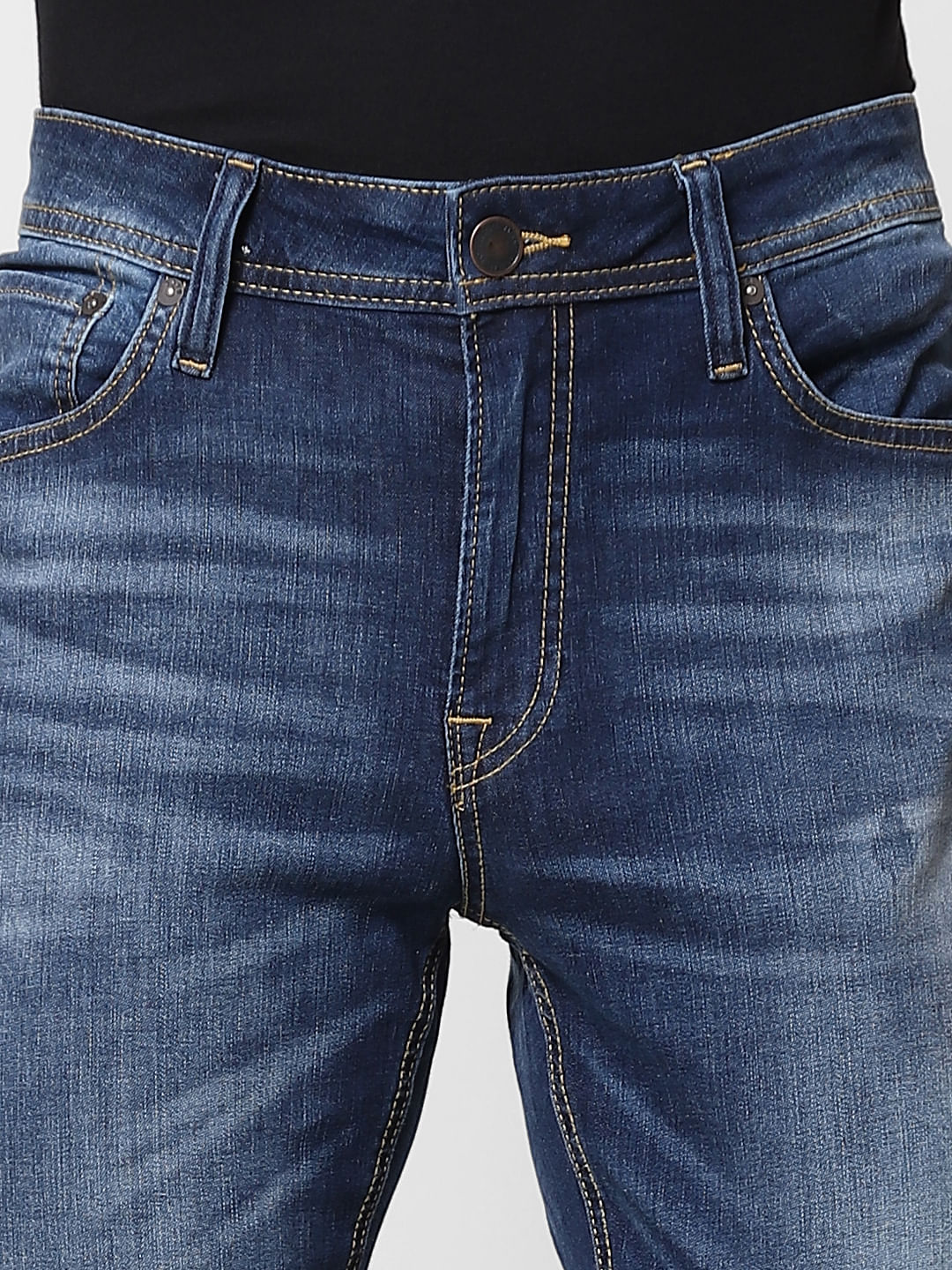 Dark Blue Low Rise Faded Ben Skinny Jeans
