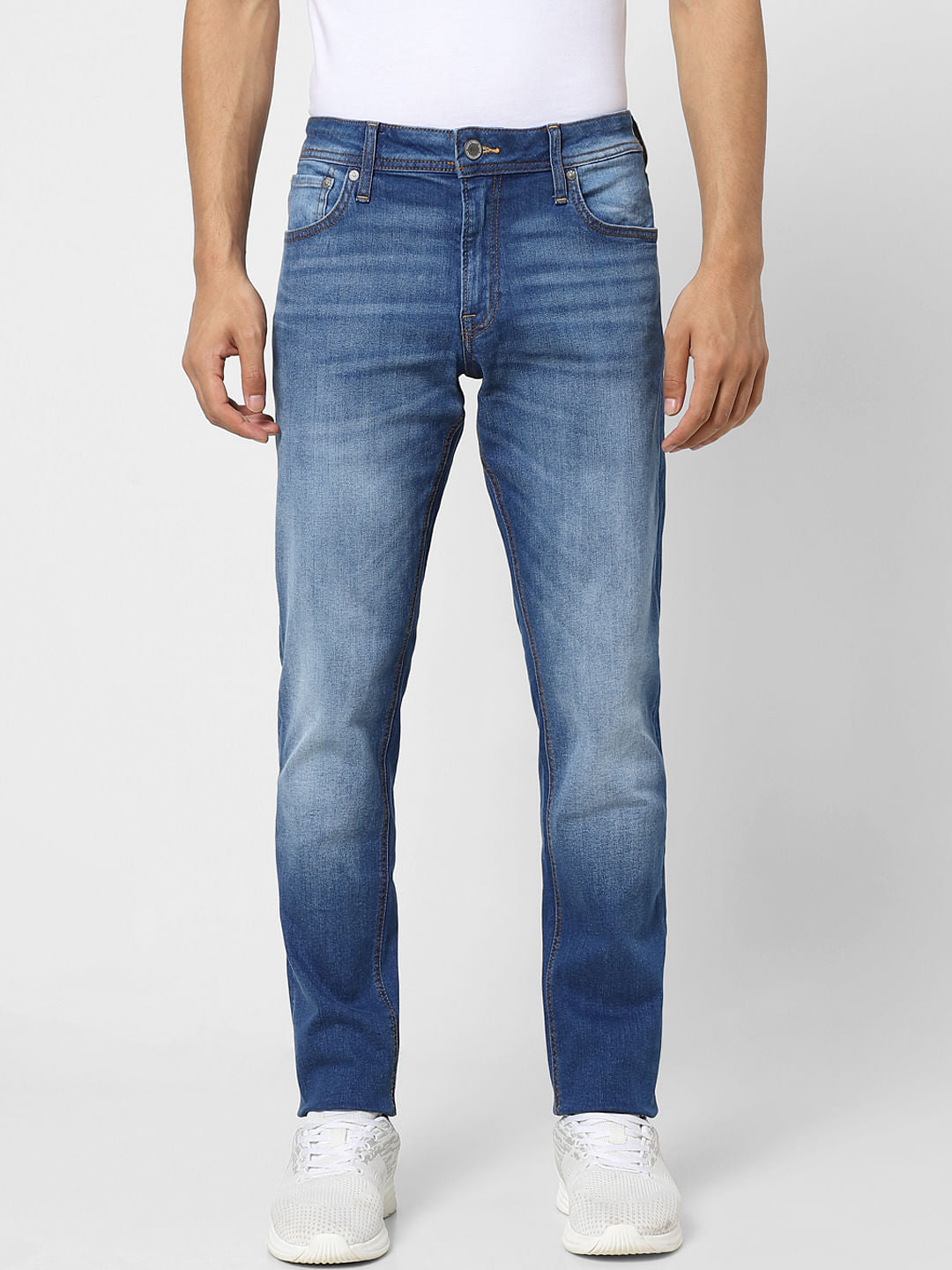 Light Blue Low Rise Washed Slim Jeans