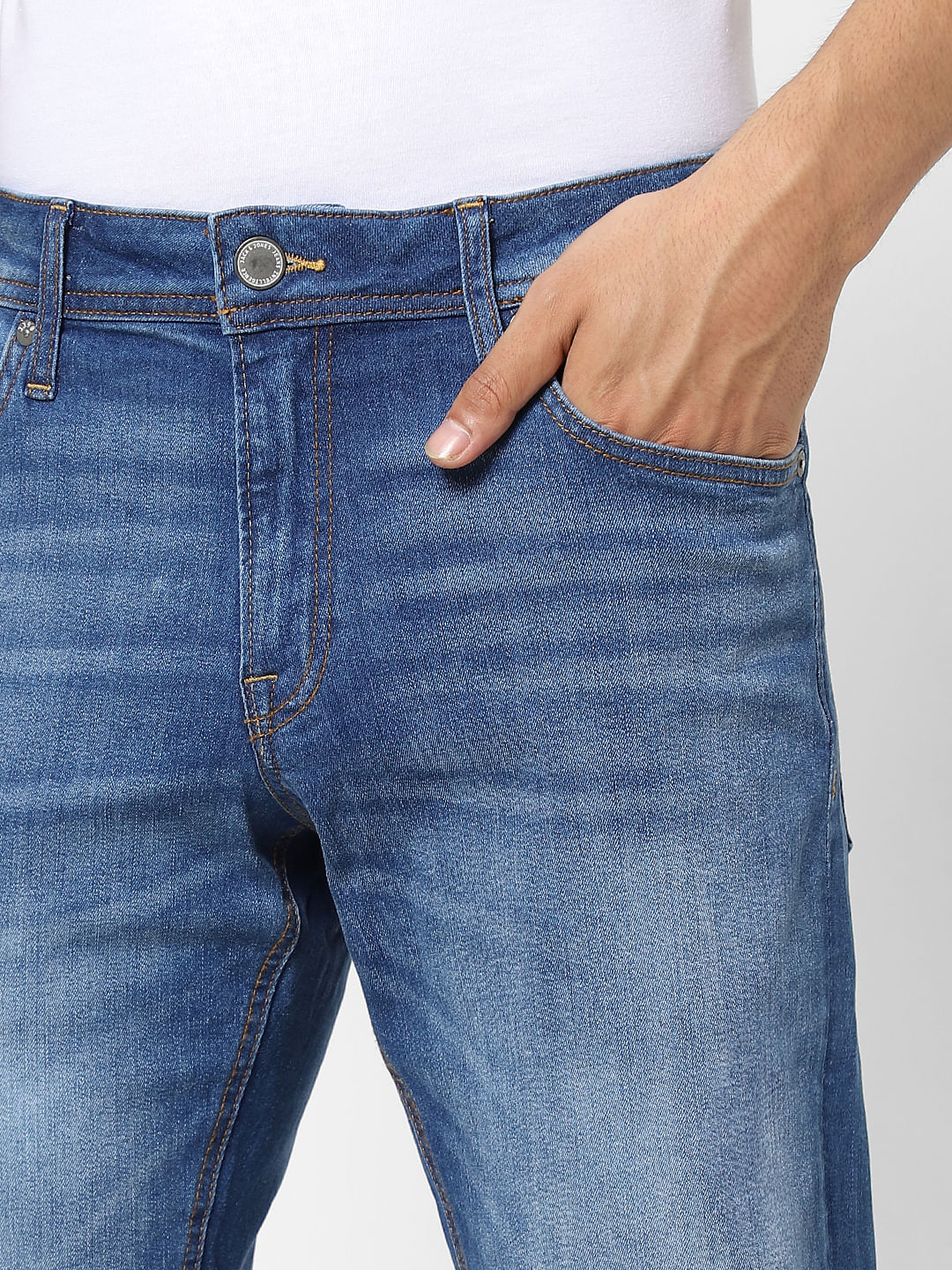 Light Blue Low Rise Washed Slim Jeans