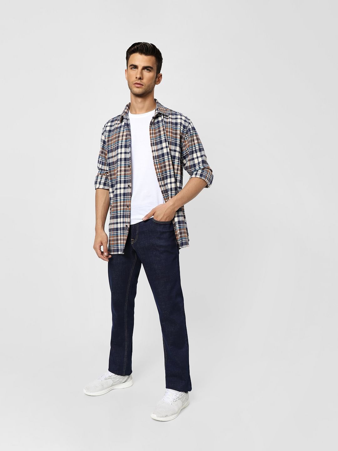 Dark Blue Mid Rise Clark Regular Fit Jeans - 28/30
