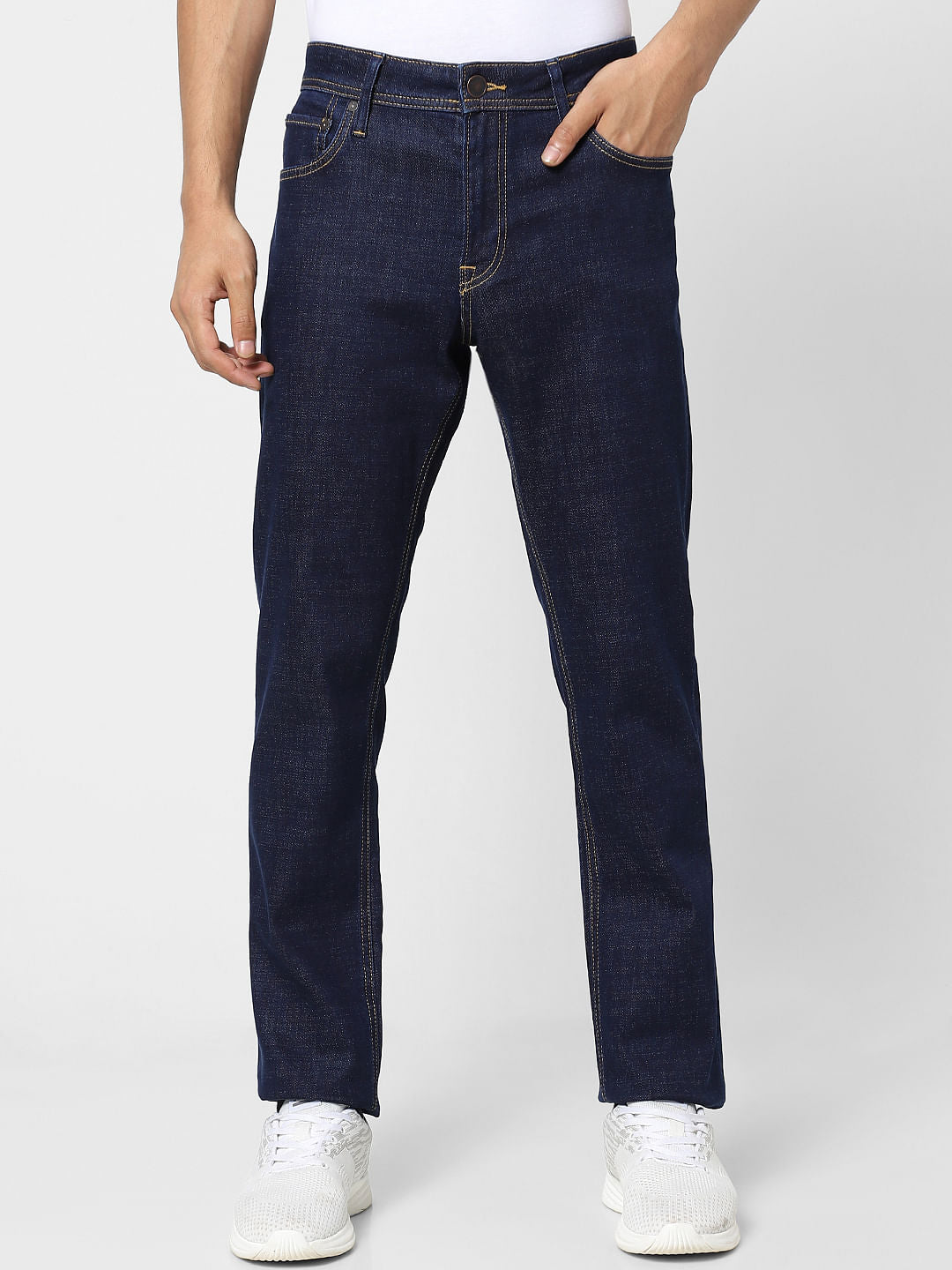 Dark Blue Mid Rise Clark Regular Fit Jeans