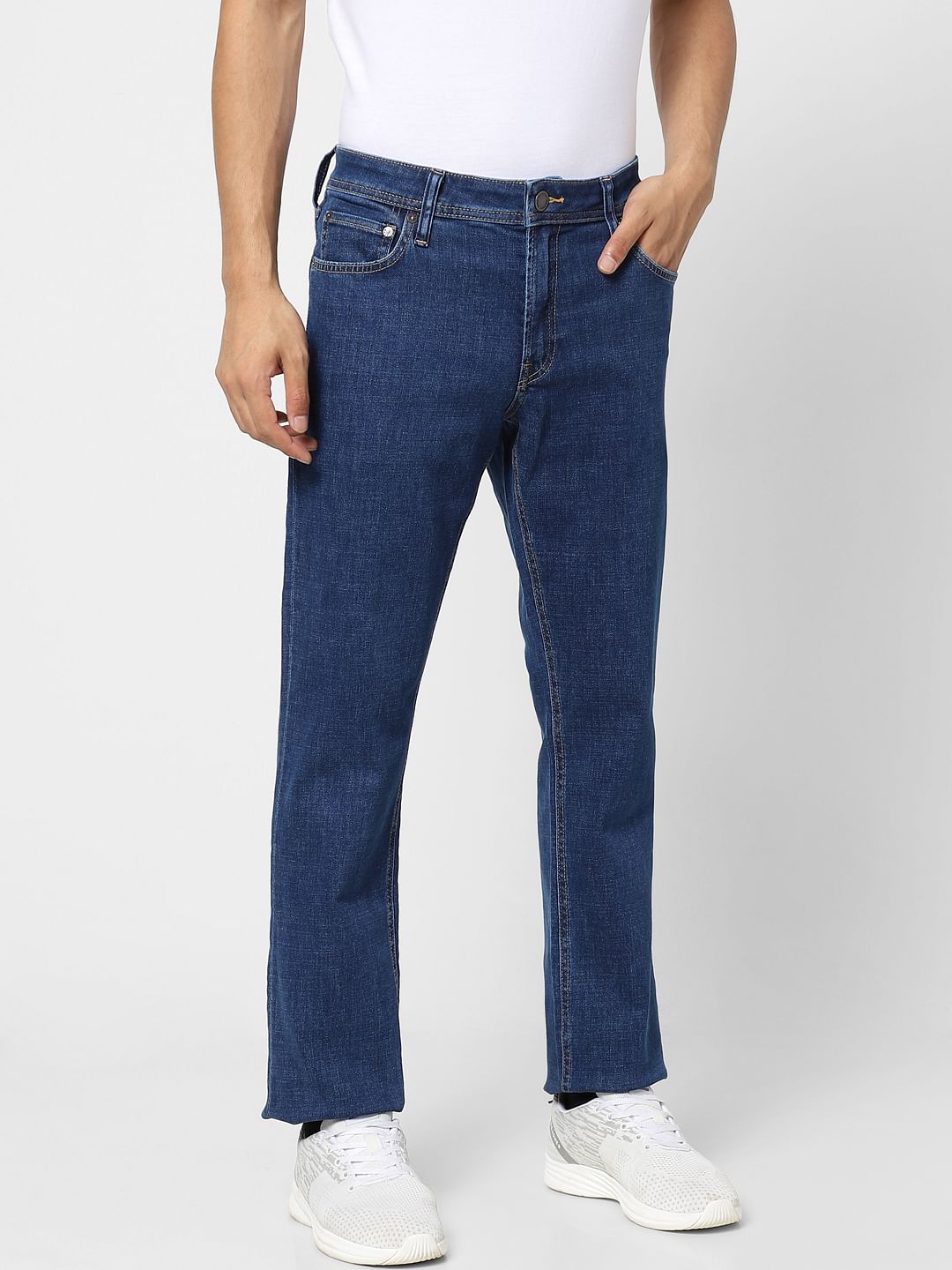 Blue Mid Rise Clark Regular Fit Jeans
