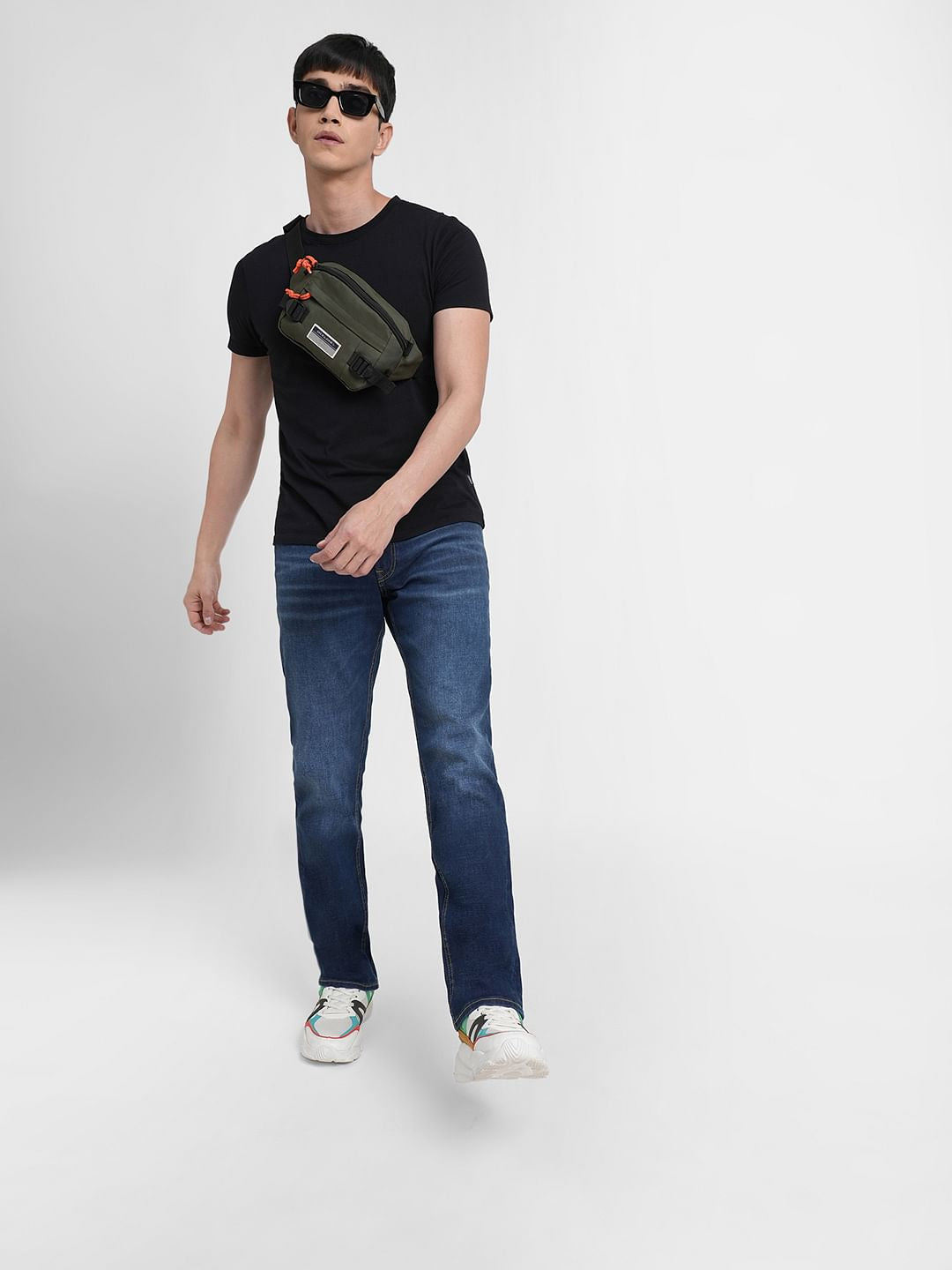 Dark Blue Mid Rise Clark Regular Fit Jeans - 28/30