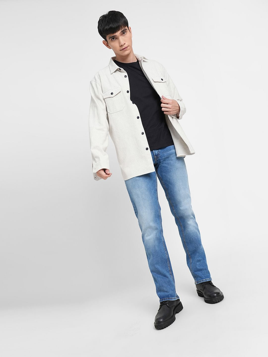 Light Blue Mid Rise Clark Regular Fit Jeans