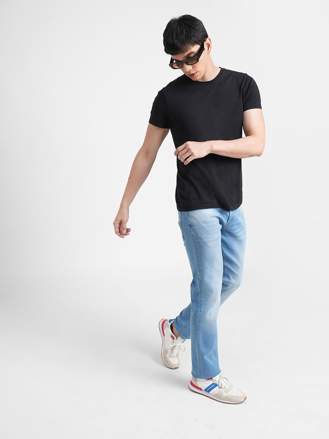 Light Blue Mid Rise Clark Regular Fit Jeans