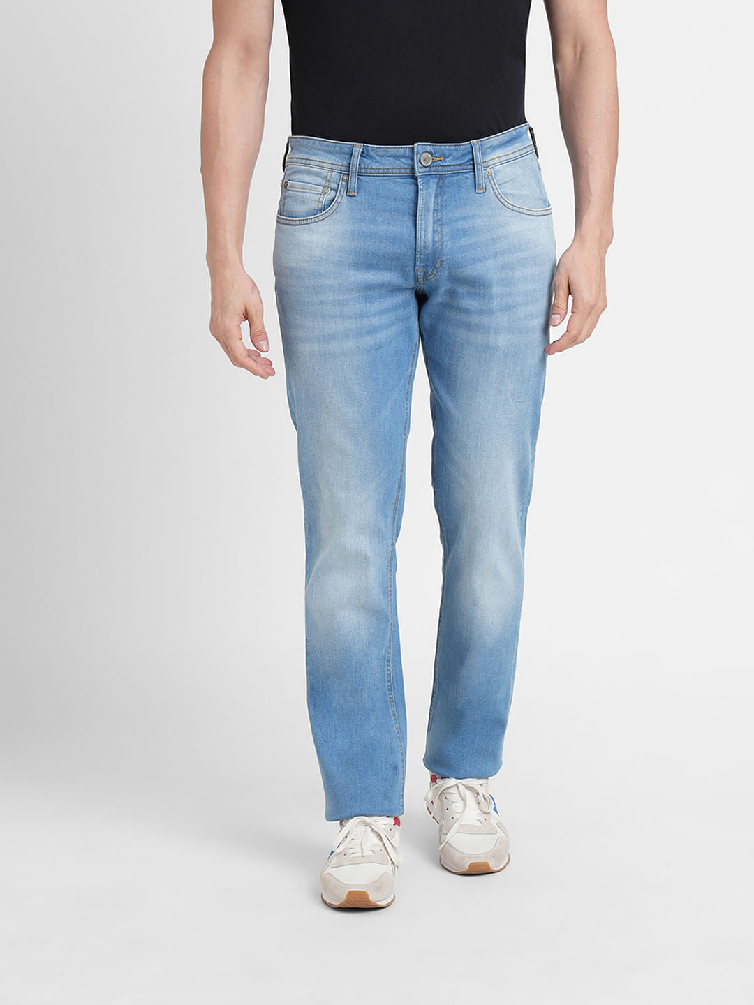 Light Blue Mid Rise Clark Regular Fit Jeans