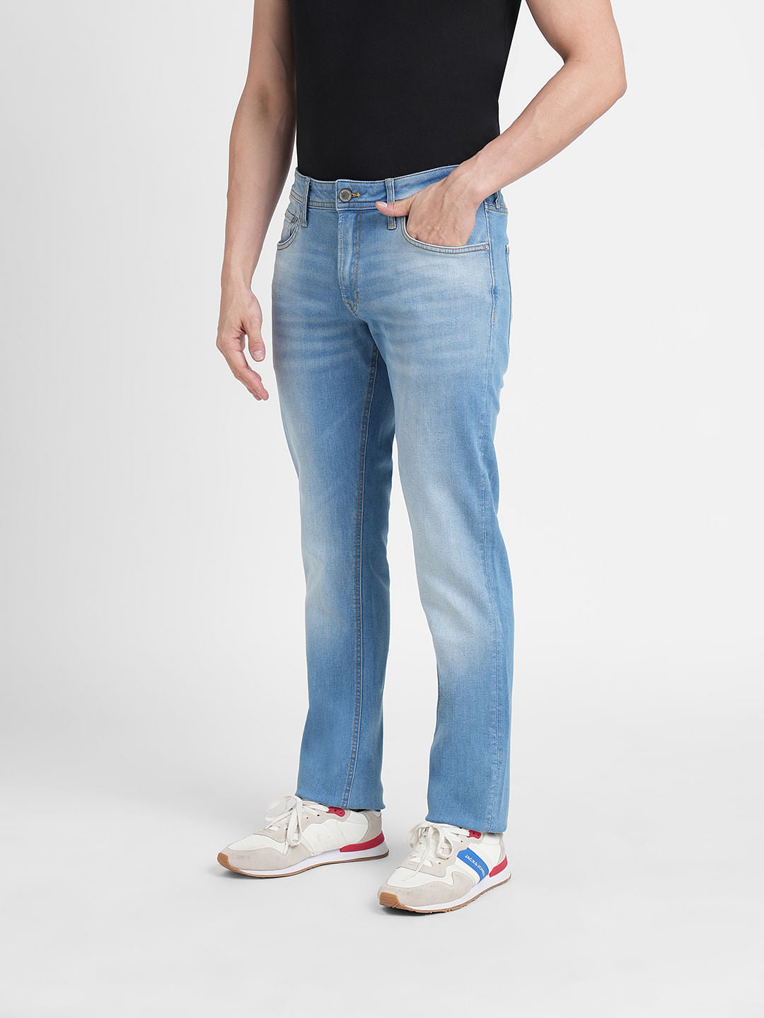 Light Blue Mid Rise Clark Regular Fit Jeans