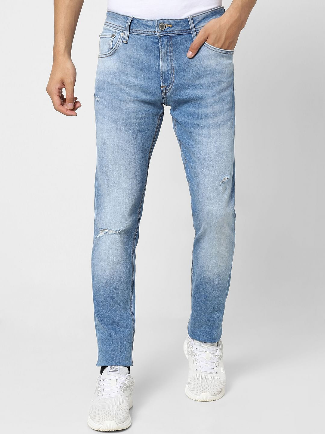 Light Blue Low Rise Distressed Glenn Slim Jeans