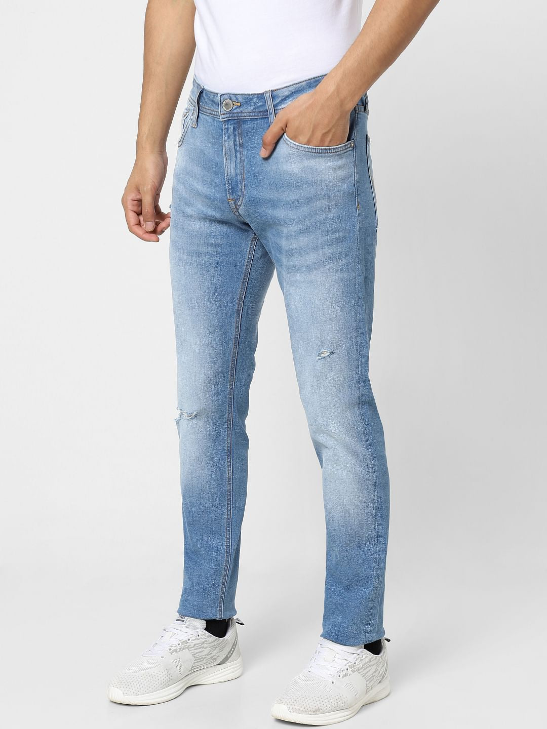 Light Blue Low Rise Distressed Glenn Slim Jeans