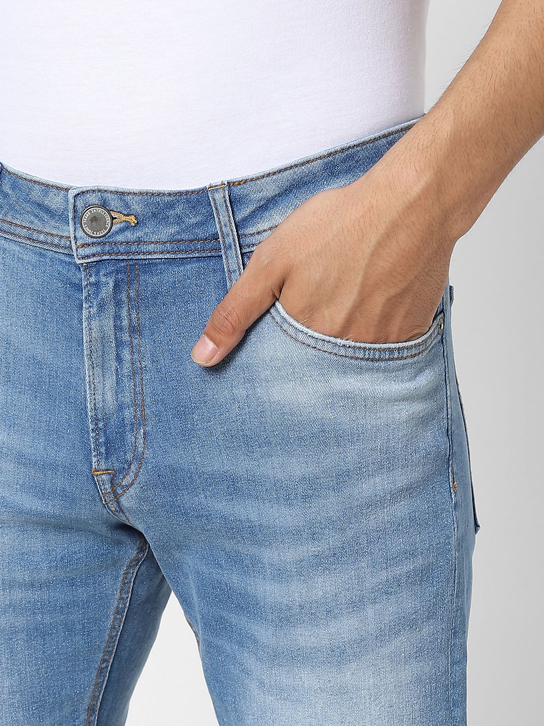 Light Blue Low Rise Distressed Glenn Slim Jeans