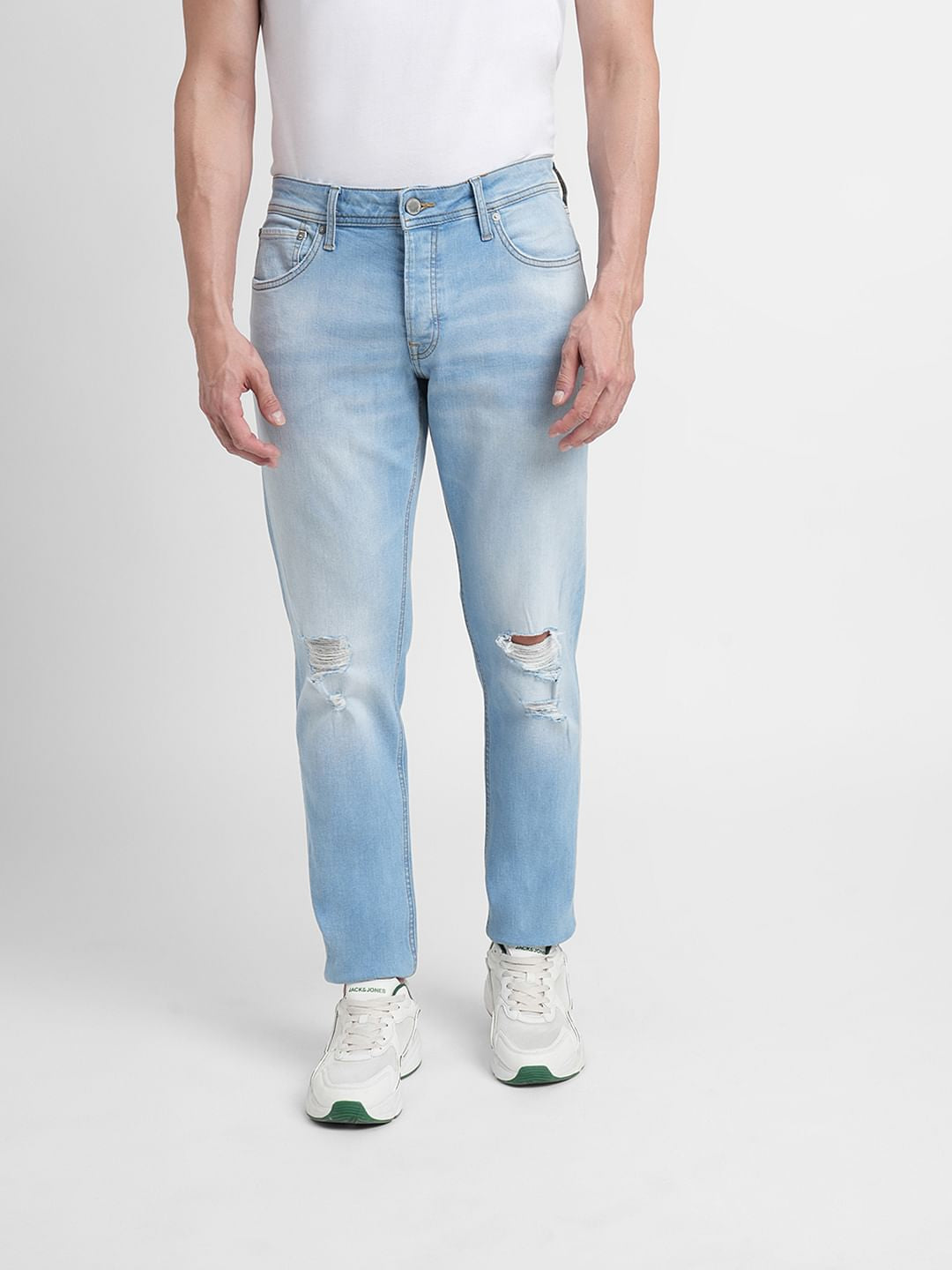 Light Blue Low Rise Distressed Glenn Slim Jeans
