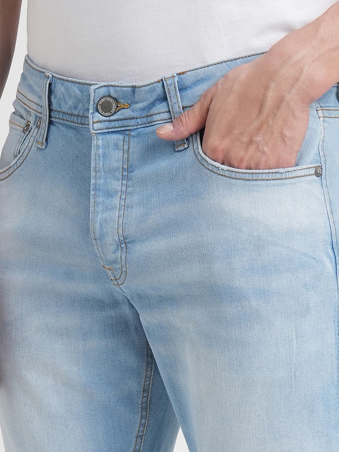 Light Blue Low Rise Distressed Glenn Slim Jeans