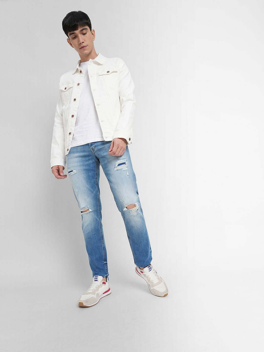 Light Blue Low Rise Distressed Slim Jeans