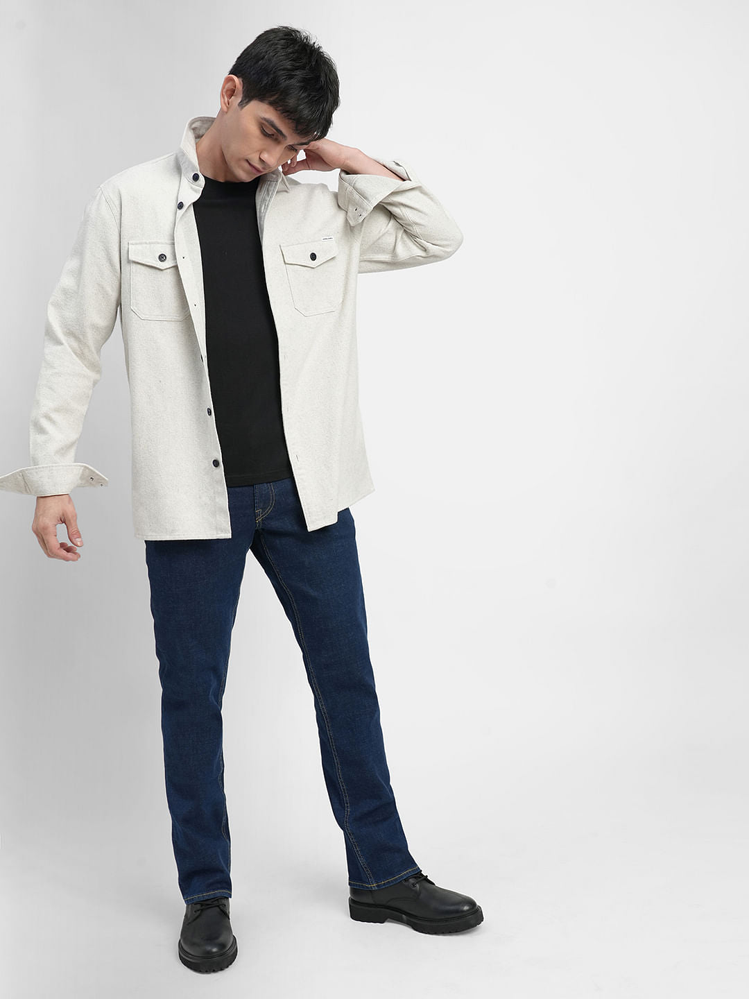 Dark Blue Mid Rise Clark Regular Fit Jeans