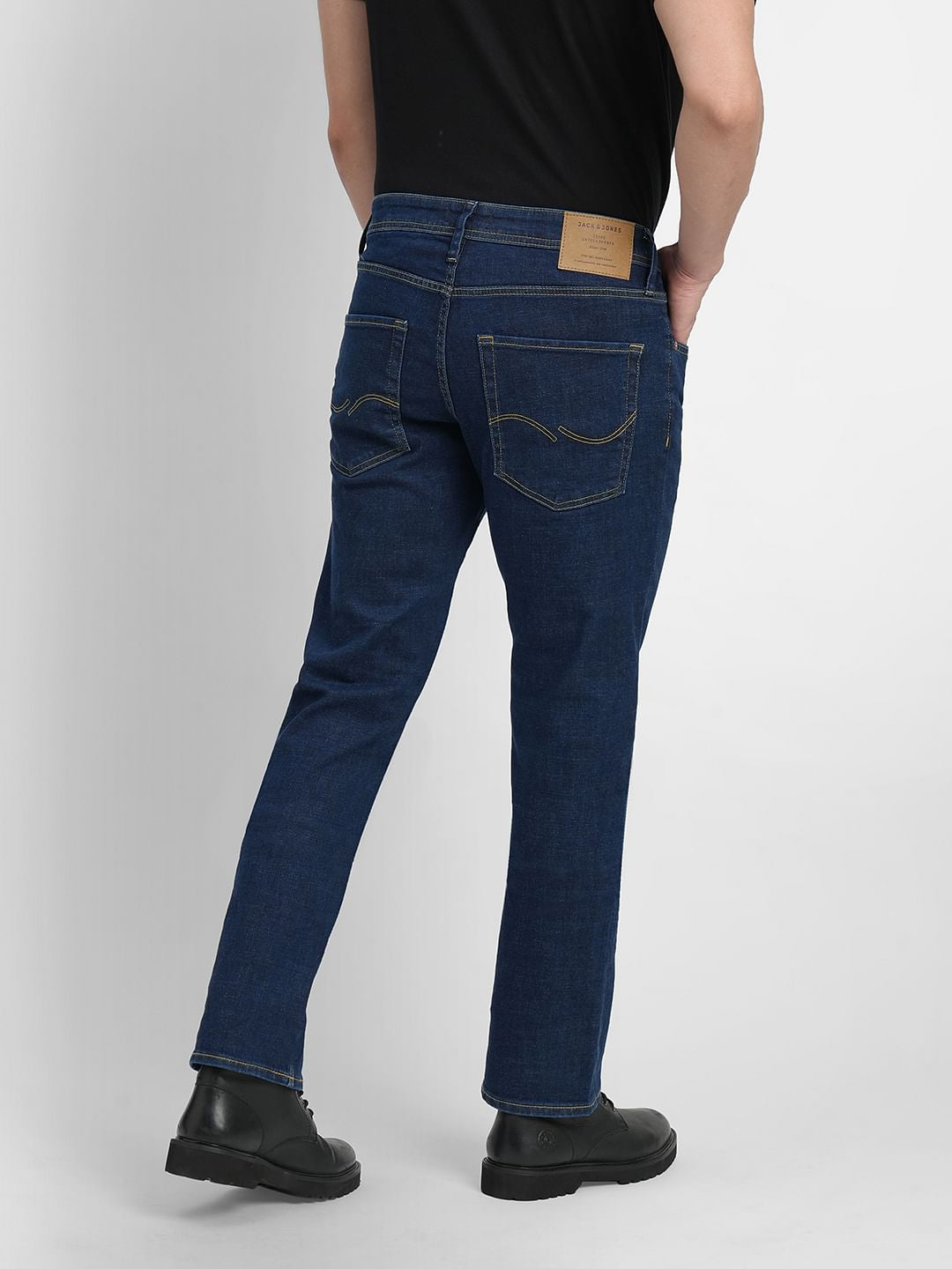 Dark Blue Mid Rise Clark Regular Fit Jeans