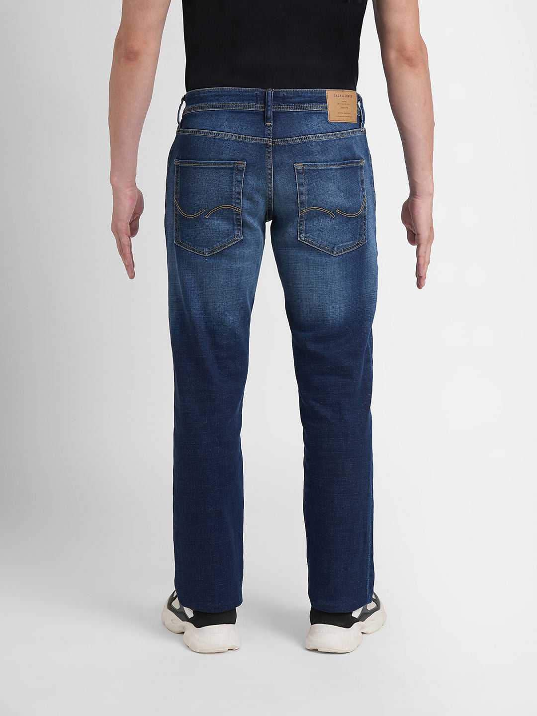 Blue Mid Rise Clark Regular Fit Jeans