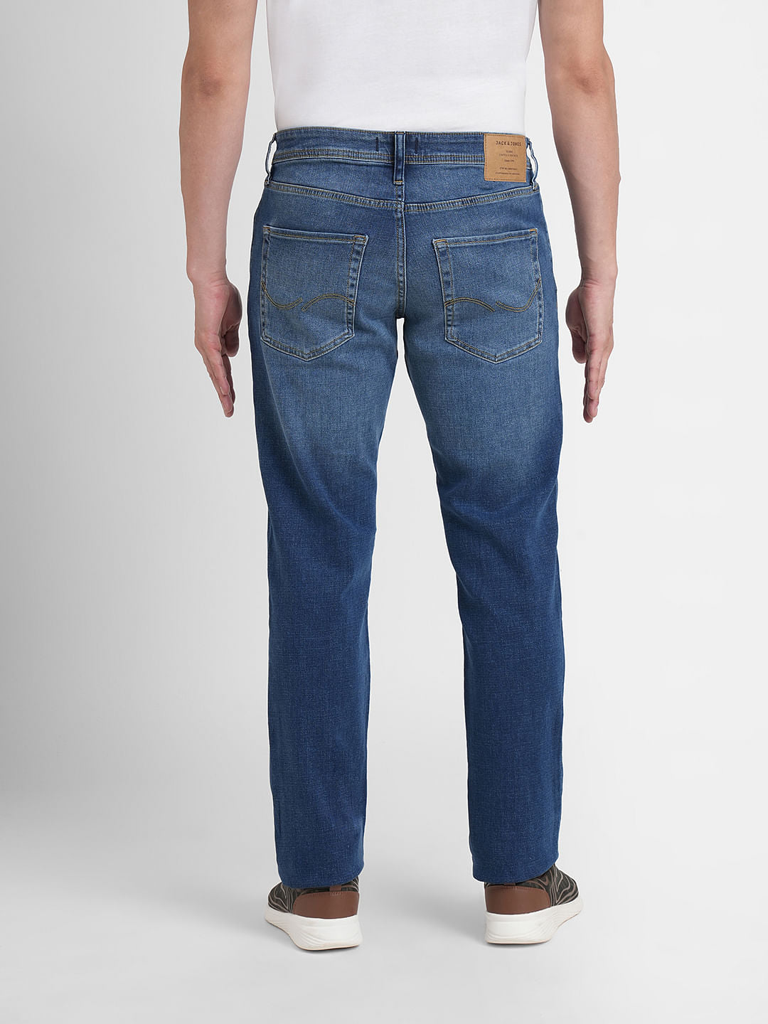 Blue Mid Rise Clark Regular Fit Jeans