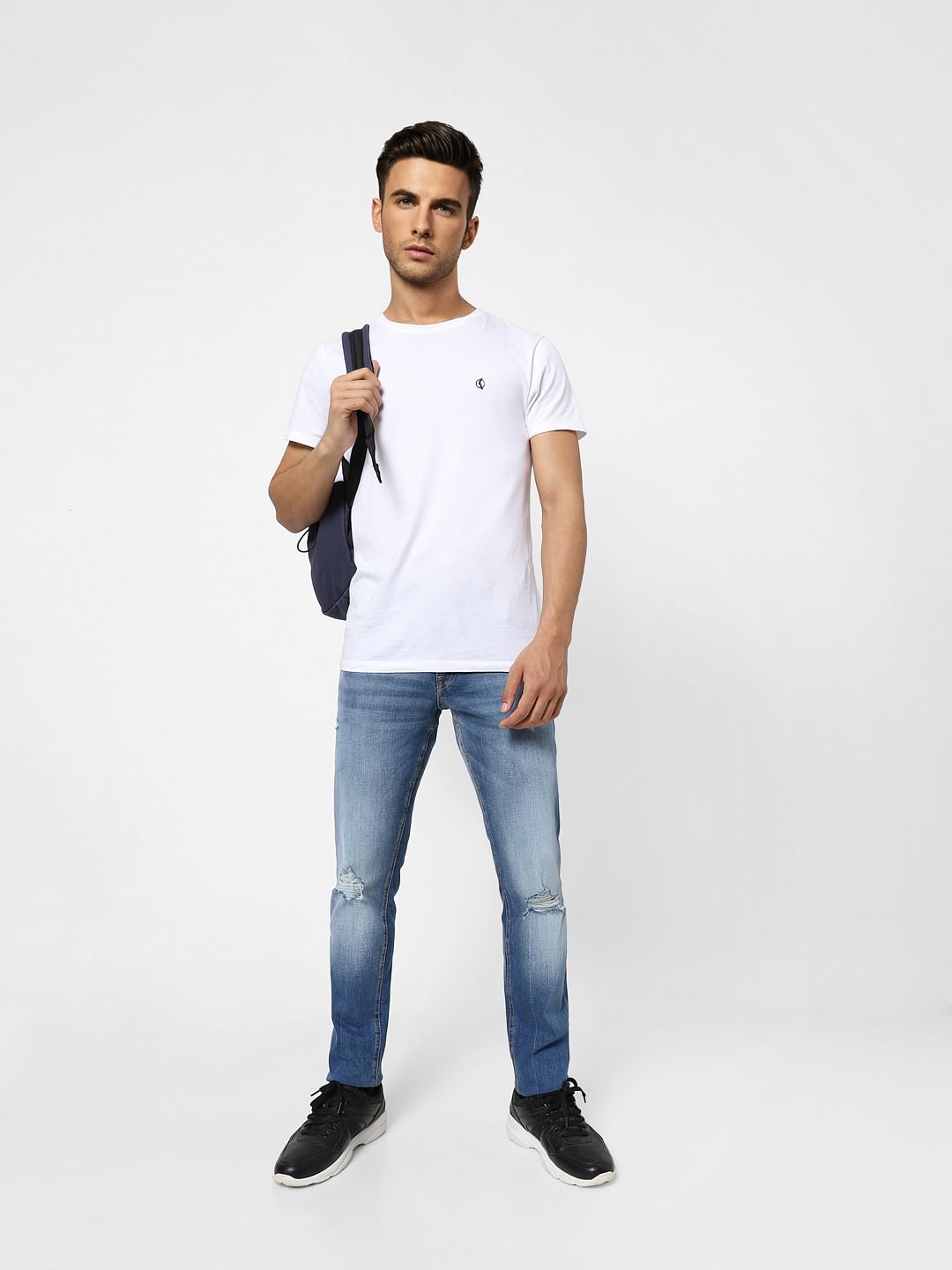 Blue Low Rise Distressed Glenn Slim Jeans - 28/30