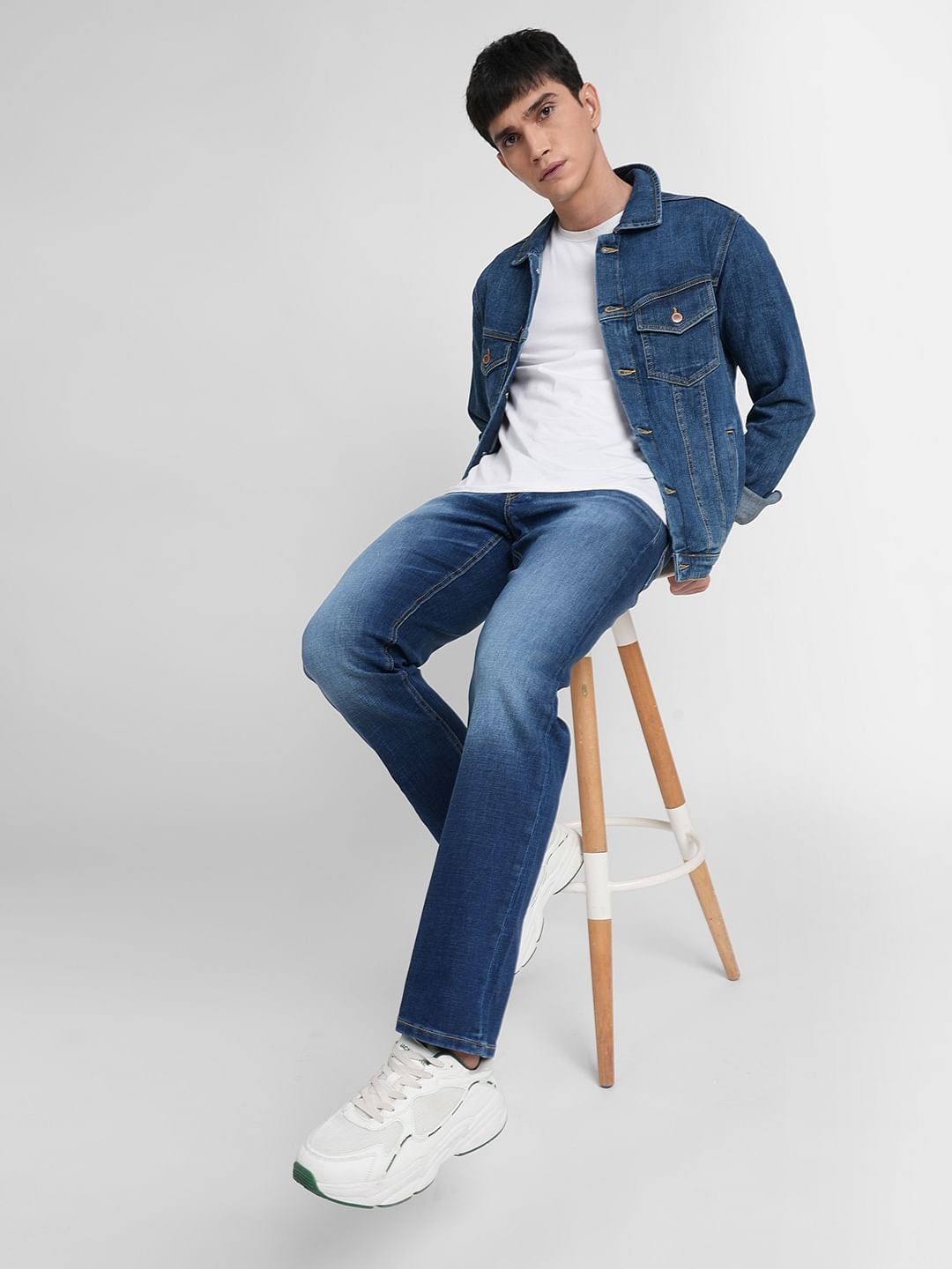 Blue Mid Rise Clark Regular Fit Jeans