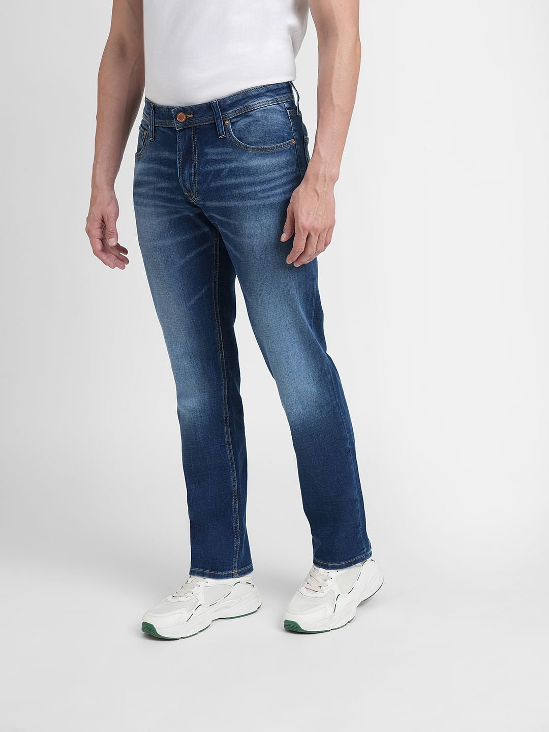 Blue Mid Rise Clark Regular Fit Jeans
