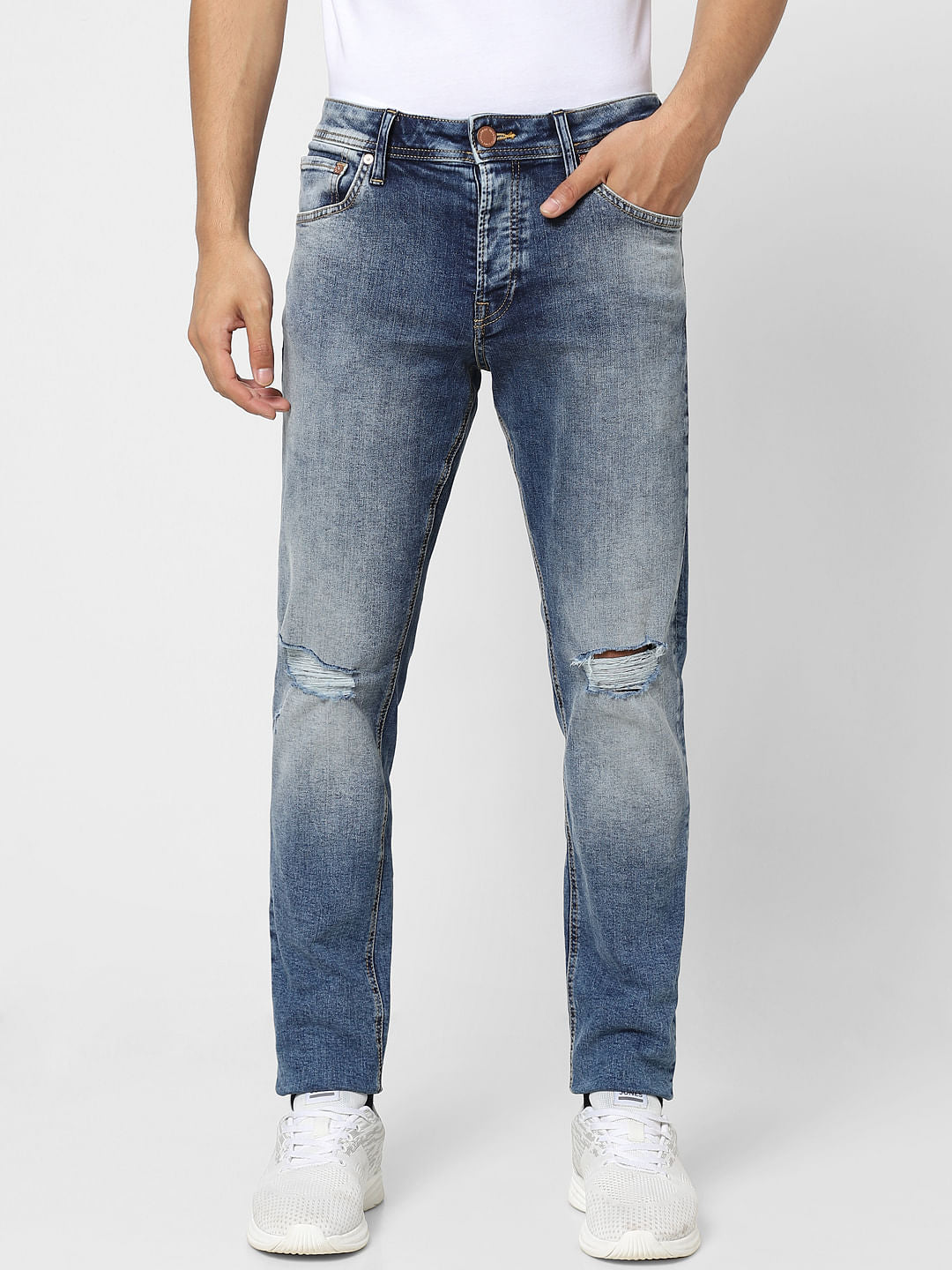 Blue Low Rise Ripped  Glenn Slim Jeans