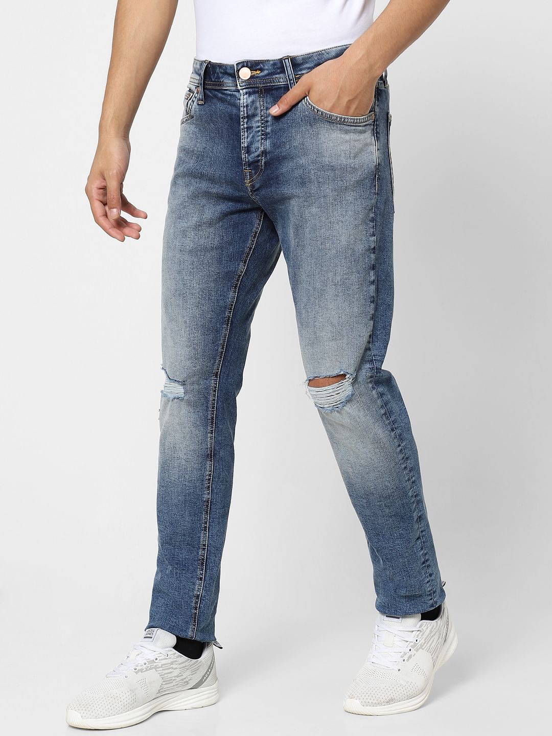 Blue Low Rise Ripped  Glenn Slim Jeans