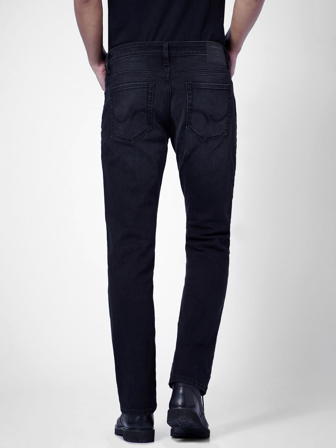 Black Mid Rise Washed Clark Regular Fit Jeans
