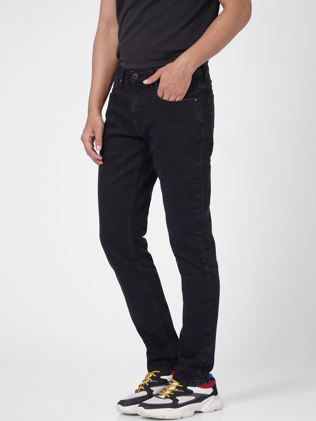 Black Low Rise Glenn Slim Jeans